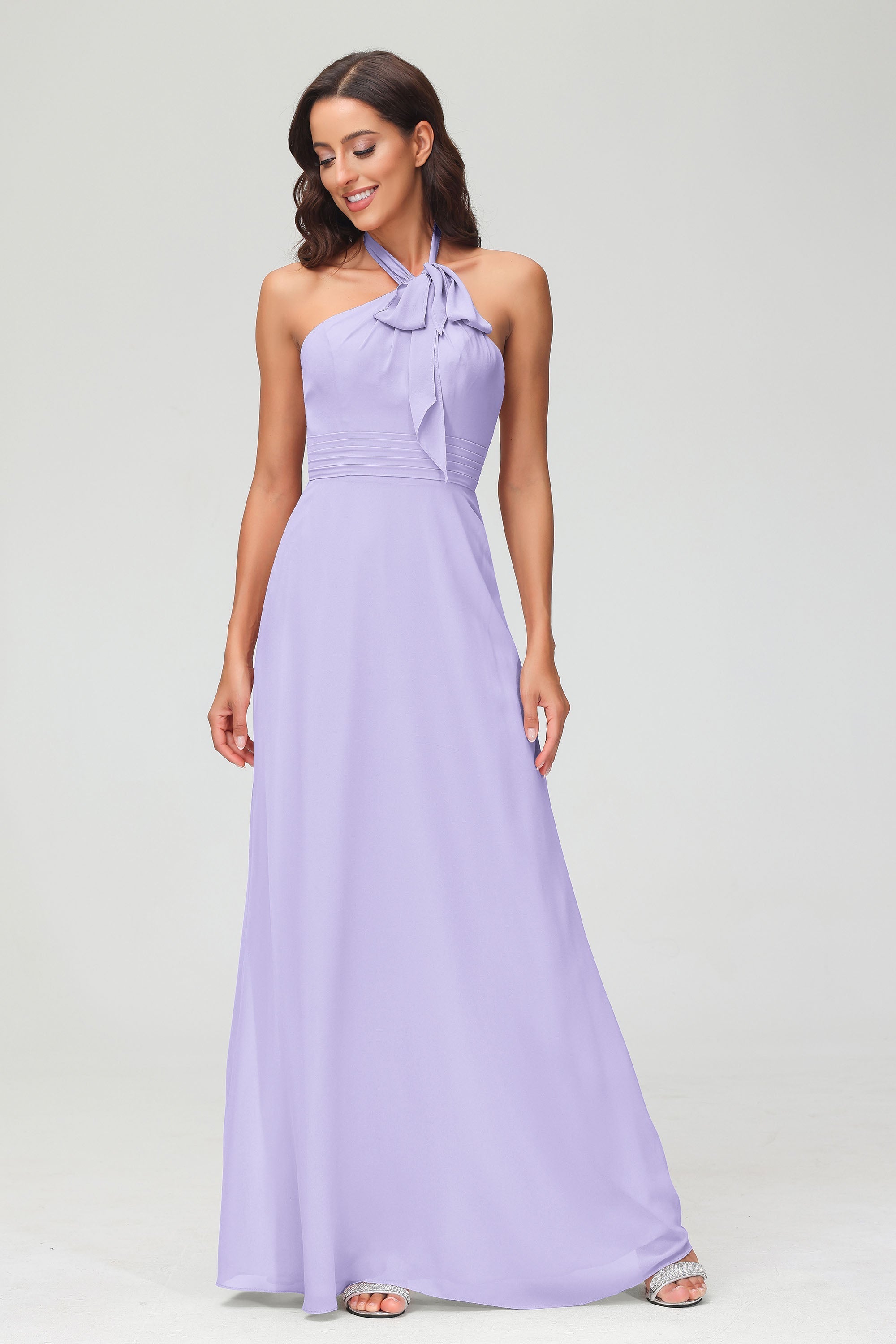 A Line Halter Chiffon Bridesmaid Dresses Women's Formal Evening Prom Dress Gowns