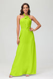 A Line Halter Chiffon Bridesmaid Dresses Women's Formal Evening Prom Dress Gowns