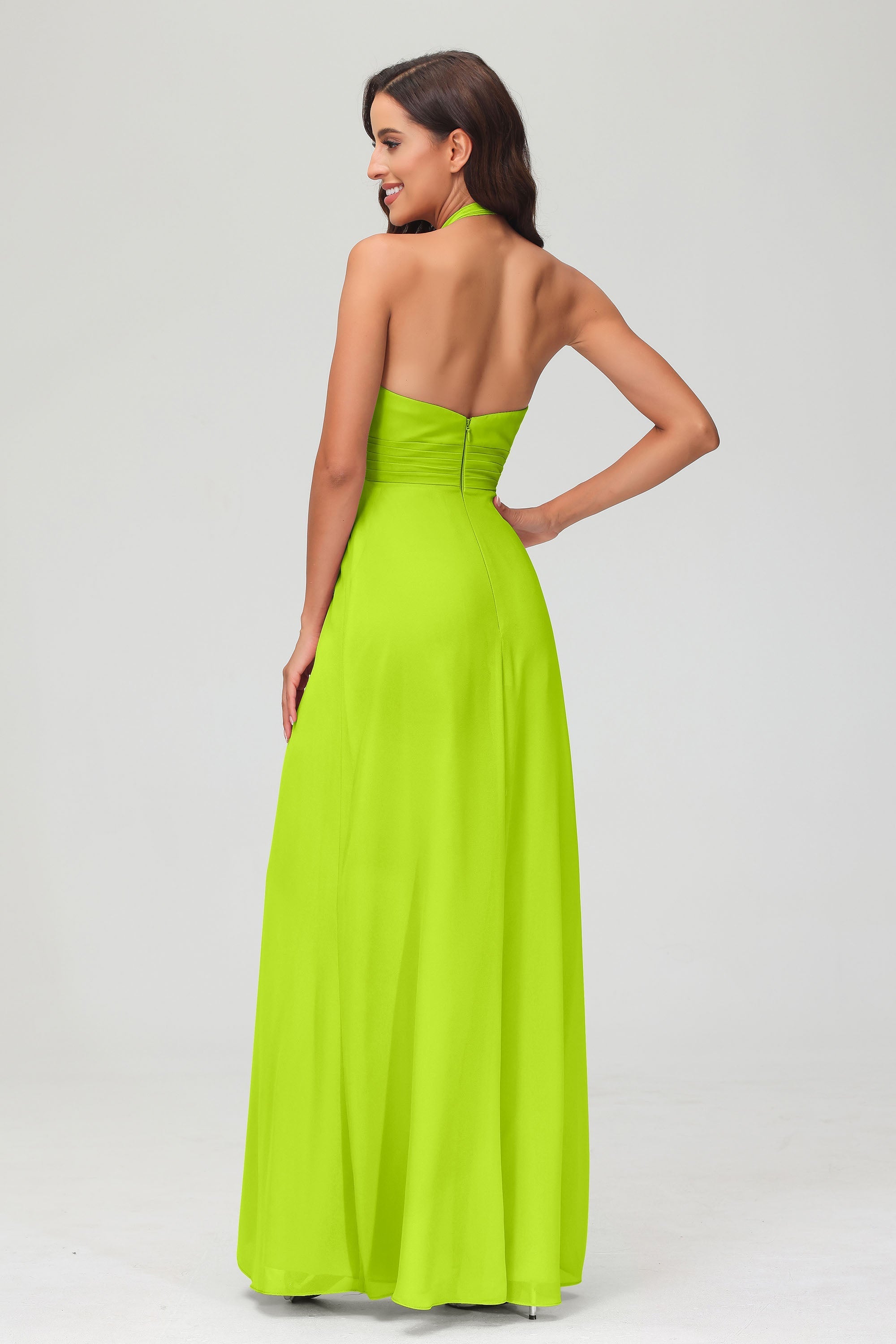 A Line Halter Chiffon Bridesmaid Dresses Women's Formal Evening Prom Dress Gowns