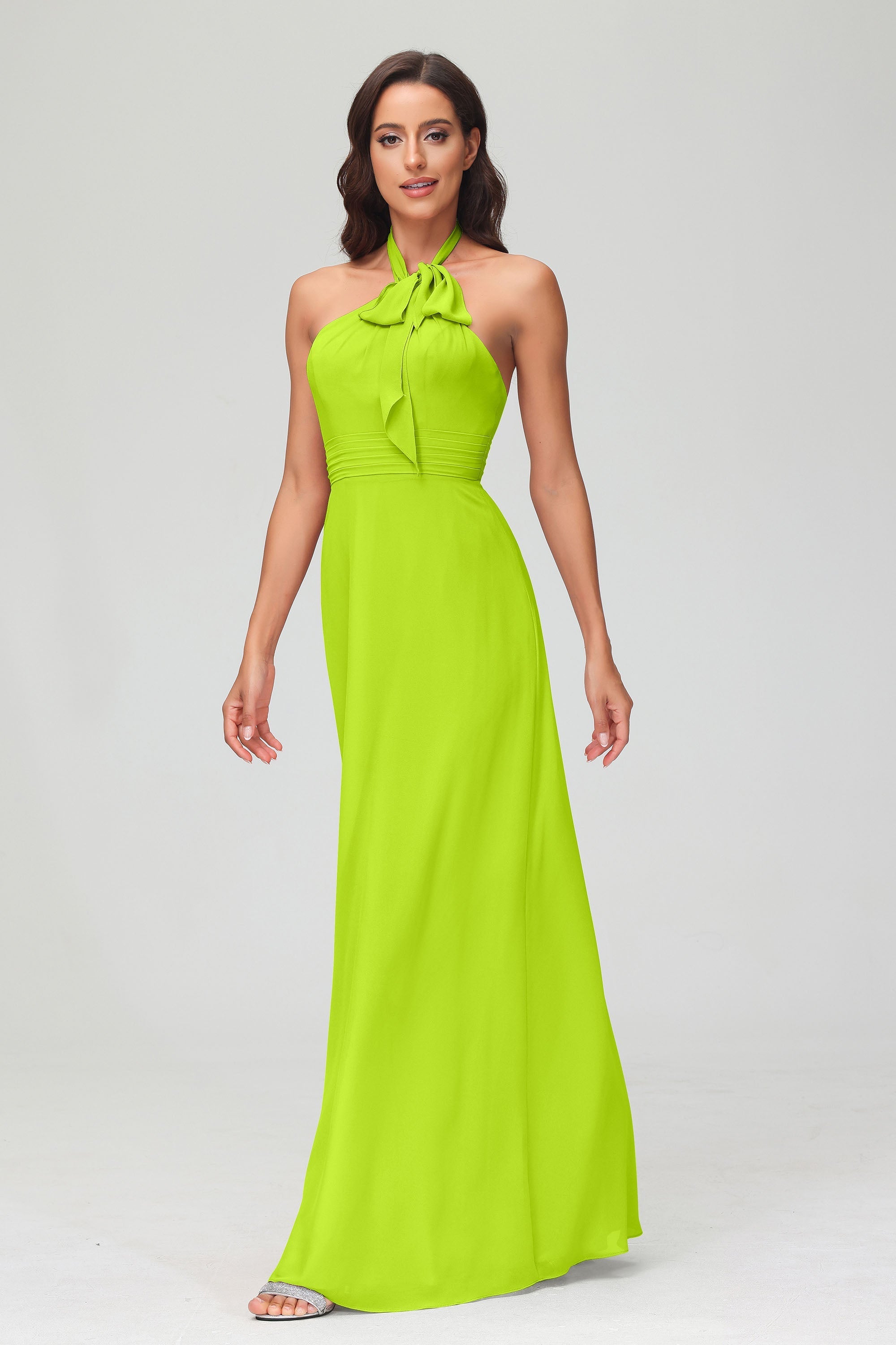 A Line Halter Chiffon Bridesmaid Dresses Women's Formal Evening Prom Dress Gowns