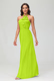 A Line Halter Chiffon Bridesmaid Dresses Women's Formal Evening Prom Dress Gowns