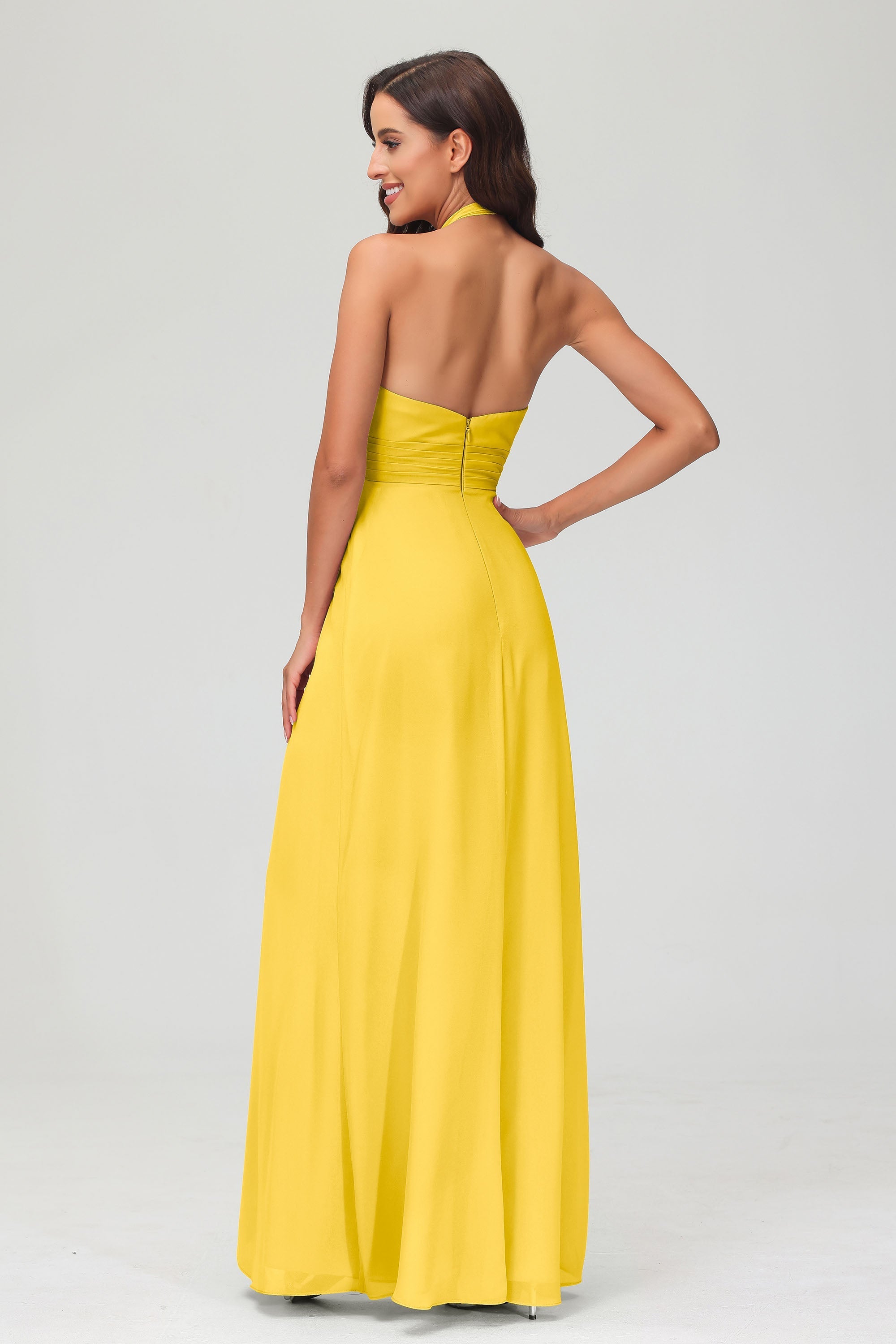 A Line Halter Chiffon Bridesmaid Dresses Women's Formal Evening Prom Dress Gowns