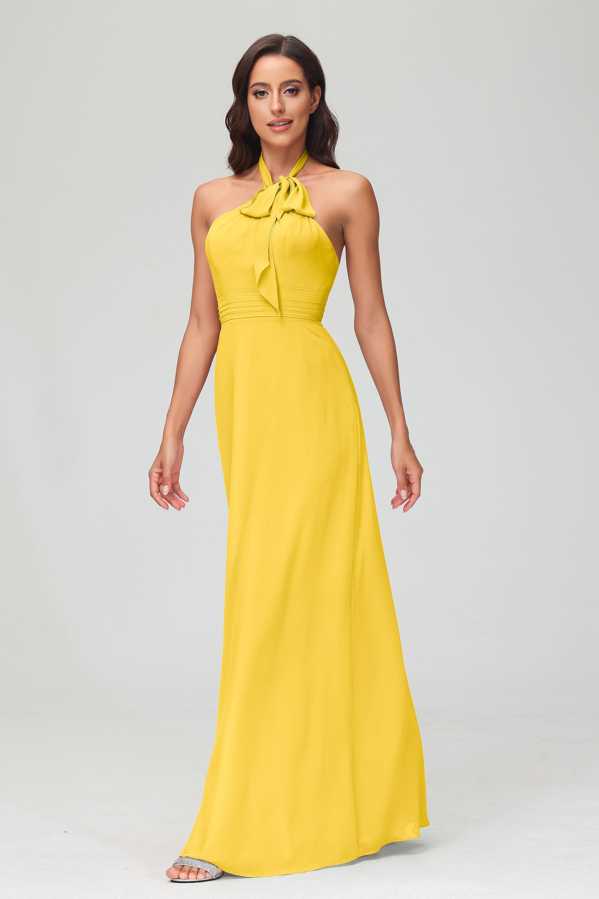 A Line Halter Chiffon Bridesmaid Dresses Women's Formal Evening Prom Dress Gowns
