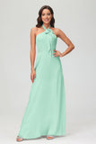 A Line Halter Chiffon Bridesmaid Dresses Women's Formal Evening Prom Dress Gowns