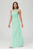 A Line Halter Chiffon Bridesmaid Dresses Women's Formal Evening Prom Dress Gowns