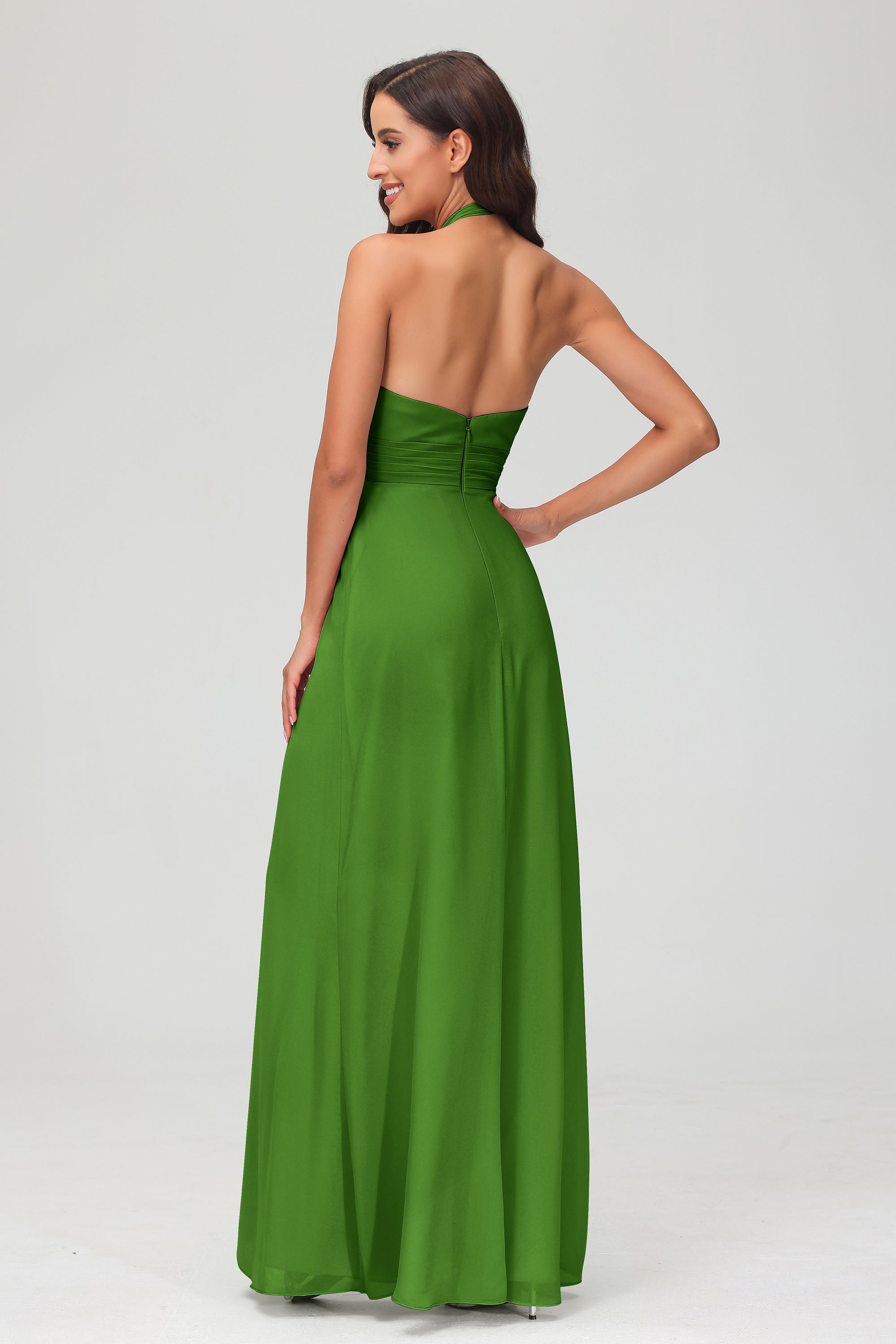 A Line Halter Chiffon Bridesmaid Dresses Women's Formal Evening Prom Dress Gowns
