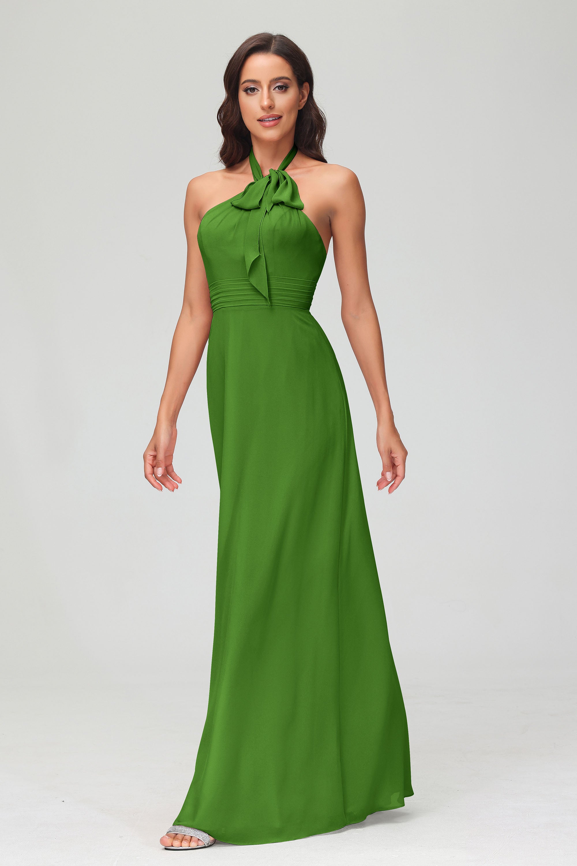 A Line Halter Chiffon Bridesmaid Dresses Women's Formal Evening Prom Dress Gowns