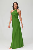 A Line Halter Chiffon Bridesmaid Dresses Women's Formal Evening Prom Dress Gowns
