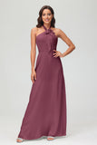 A Line Halter Chiffon Bridesmaid Dresses Women's Formal Evening Prom Dress Gowns