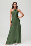 A Line Halter Chiffon Bridesmaid Dresses Women's Formal Evening Prom Dress Gowns