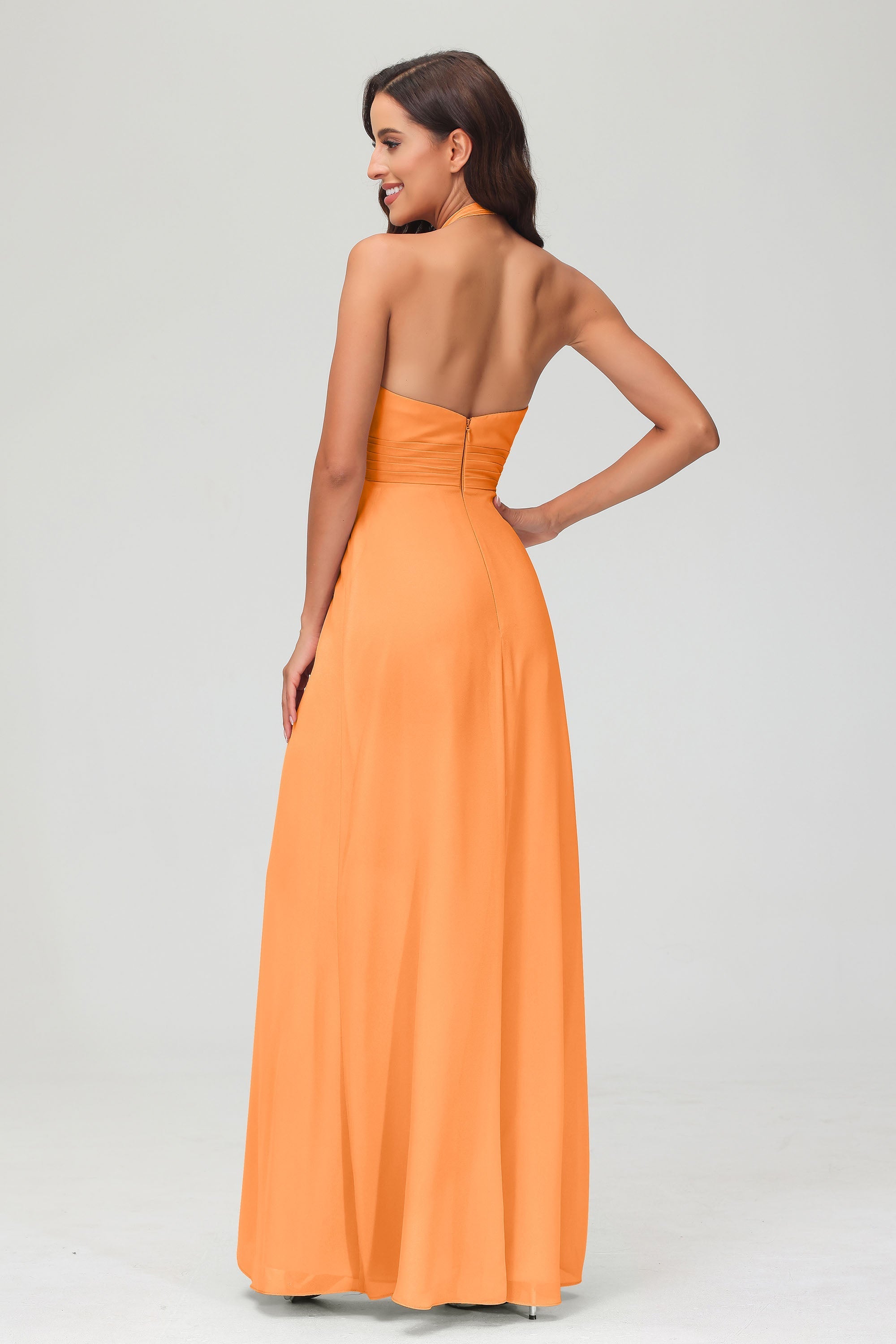 A Line Halter Chiffon Bridesmaid Dresses Women's Formal Evening Prom Dress Gowns
