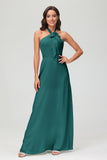 A Line Halter Chiffon Bridesmaid Dresses Women's Formal Evening Prom Dress Gowns