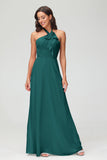 A Line Halter Chiffon Bridesmaid Dresses Women's Formal Evening Prom Dress Gowns