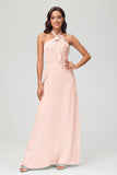 A Line Halter Chiffon Bridesmaid Dresses Women's Formal Evening Prom Dress Gowns