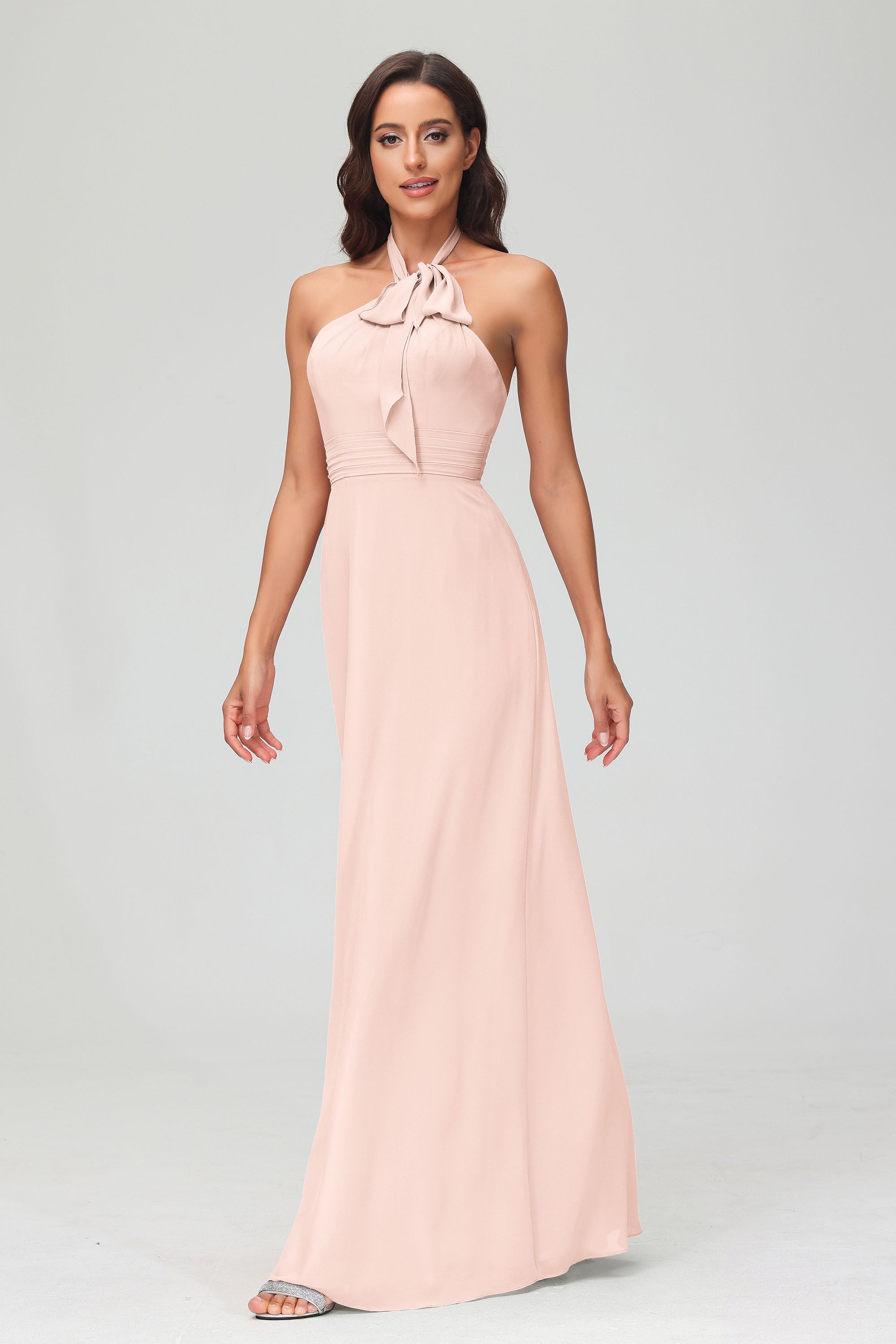 A Line Halter Chiffon Bridesmaid Dresses Women's Formal Evening Prom Dress Gowns
