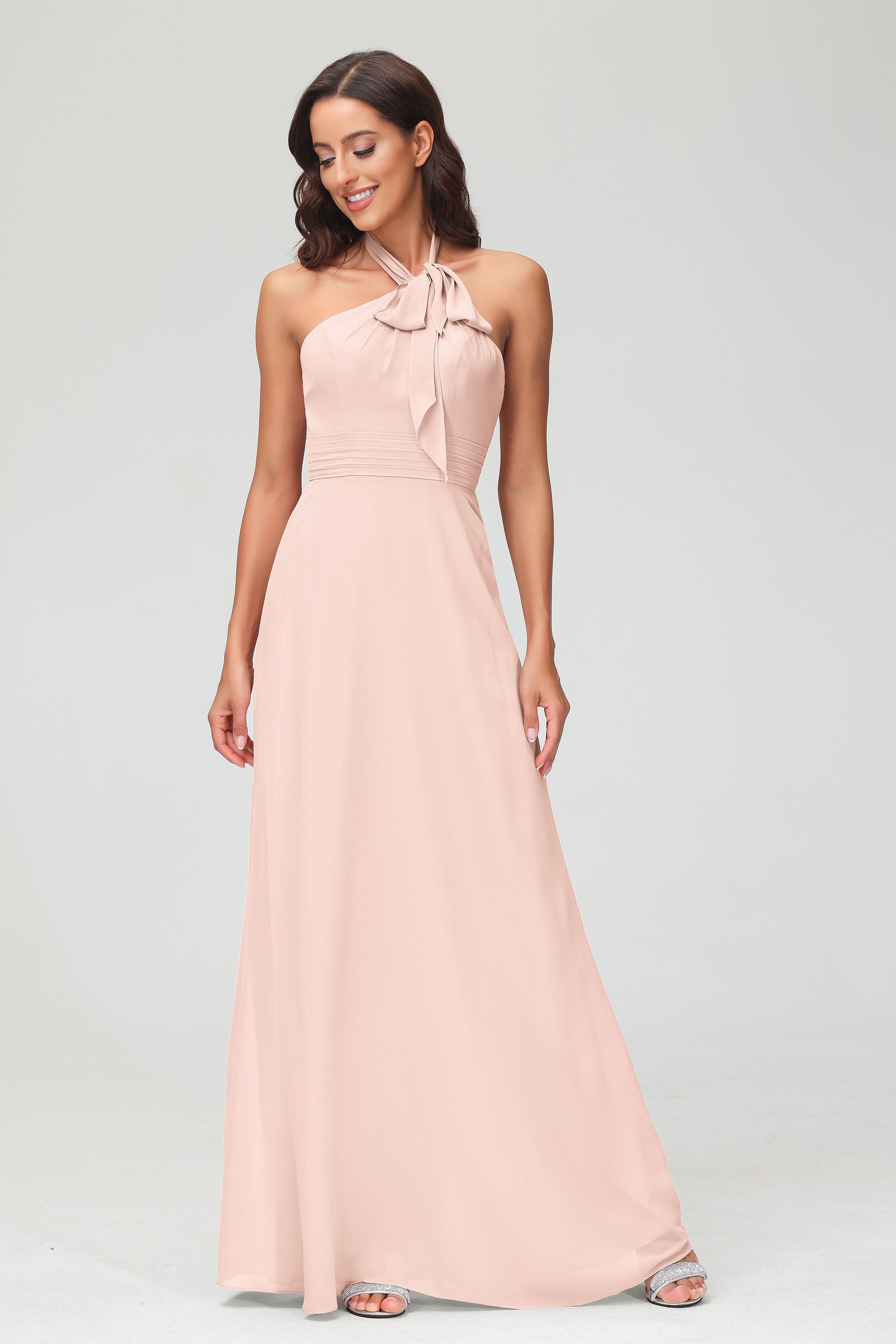 A Line Halter Chiffon Bridesmaid Dresses Women's Formal Evening Prom Dress Gowns