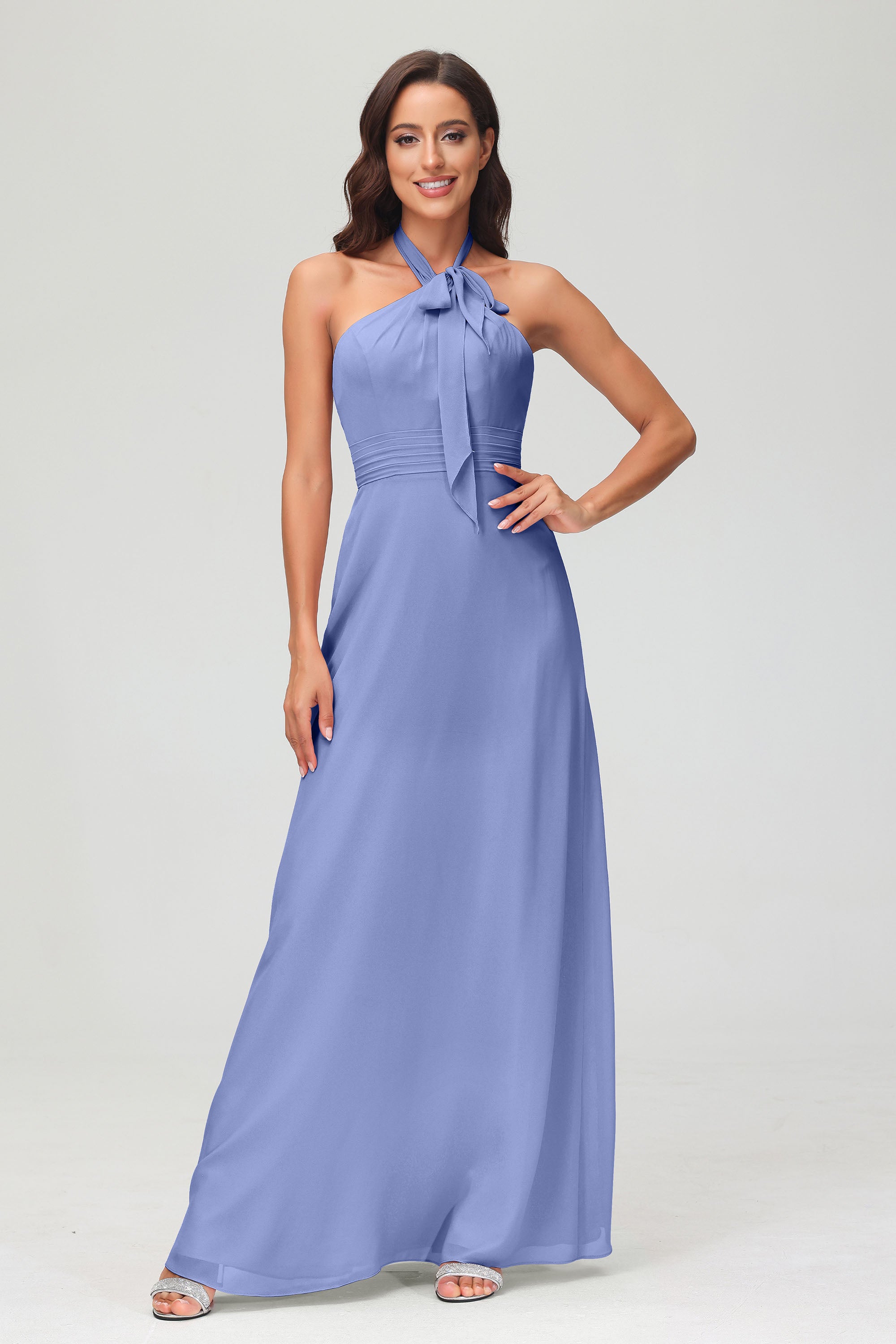 A Line Halter Chiffon Bridesmaid Dresses Women's Formal Evening Prom Dress Gowns