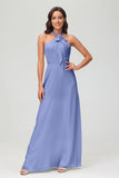 A Line Halter Chiffon Bridesmaid Dresses Women's Formal Evening Prom Dress Gowns