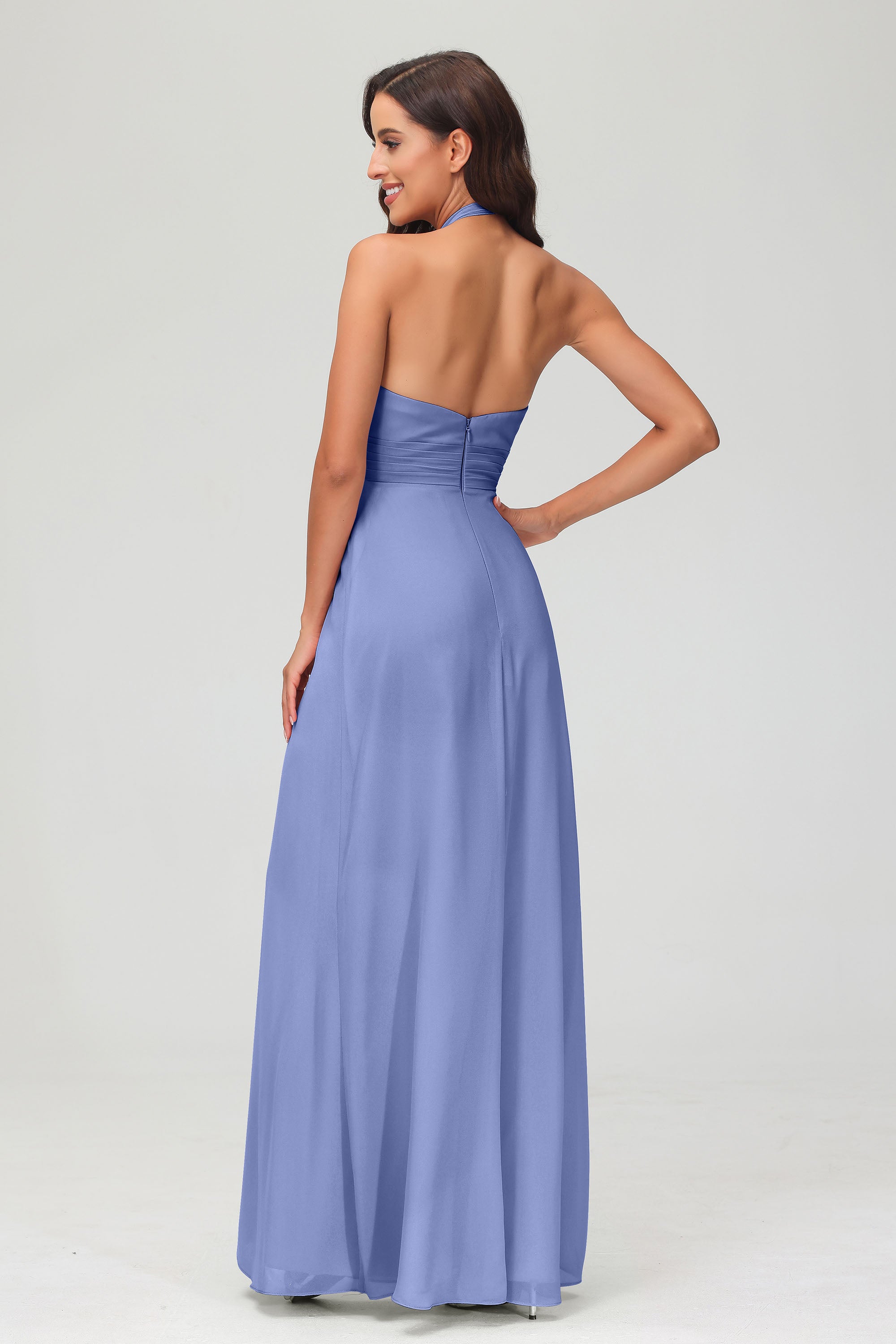 A Line Halter Chiffon Bridesmaid Dresses Women's Formal Evening Prom Dress Gowns