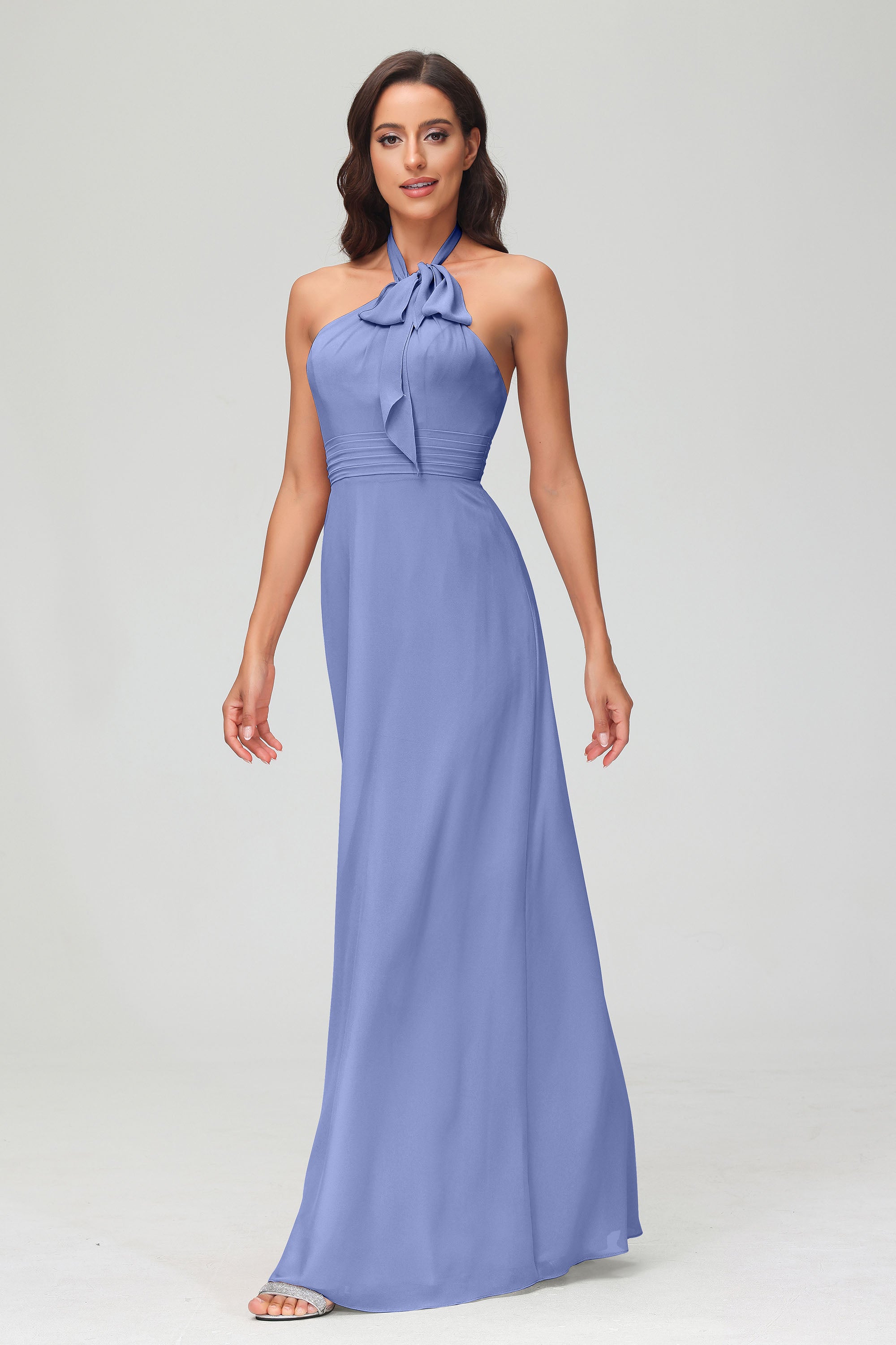 A Line Halter Chiffon Bridesmaid Dresses Women's Formal Evening Prom Dress Gowns