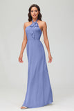 A Line Halter Chiffon Bridesmaid Dresses Women's Formal Evening Prom Dress Gowns
