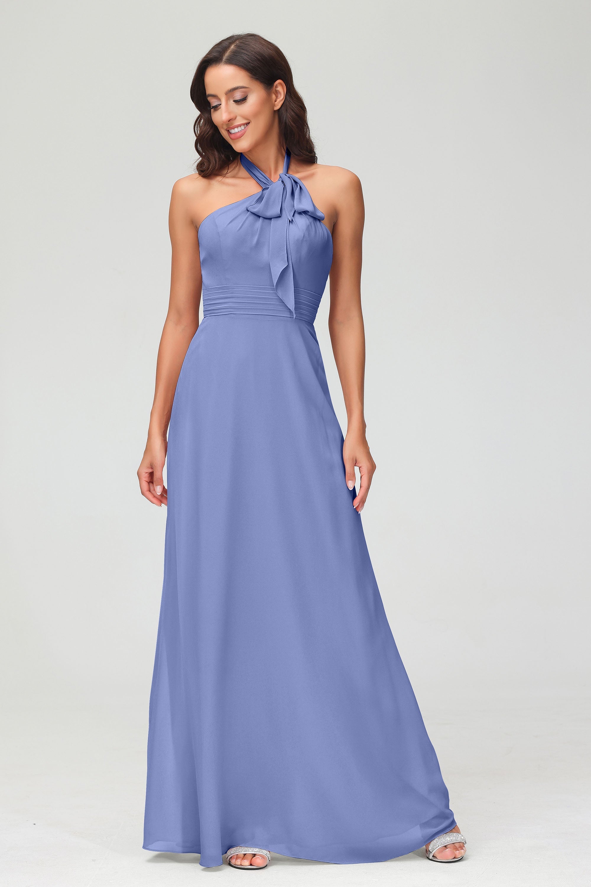 A Line Halter Chiffon Bridesmaid Dresses Women's Formal Evening Prom Dress Gowns