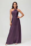 A Line Halter Chiffon Bridesmaid Dresses Women's Formal Evening Prom Dress Gowns