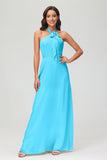 A Line Halter Chiffon Bridesmaid Dresses Women's Formal Evening Prom Dress Gowns