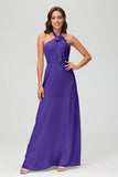 A Line Halter Chiffon Bridesmaid Dresses Women's Formal Evening Prom Dress Gowns