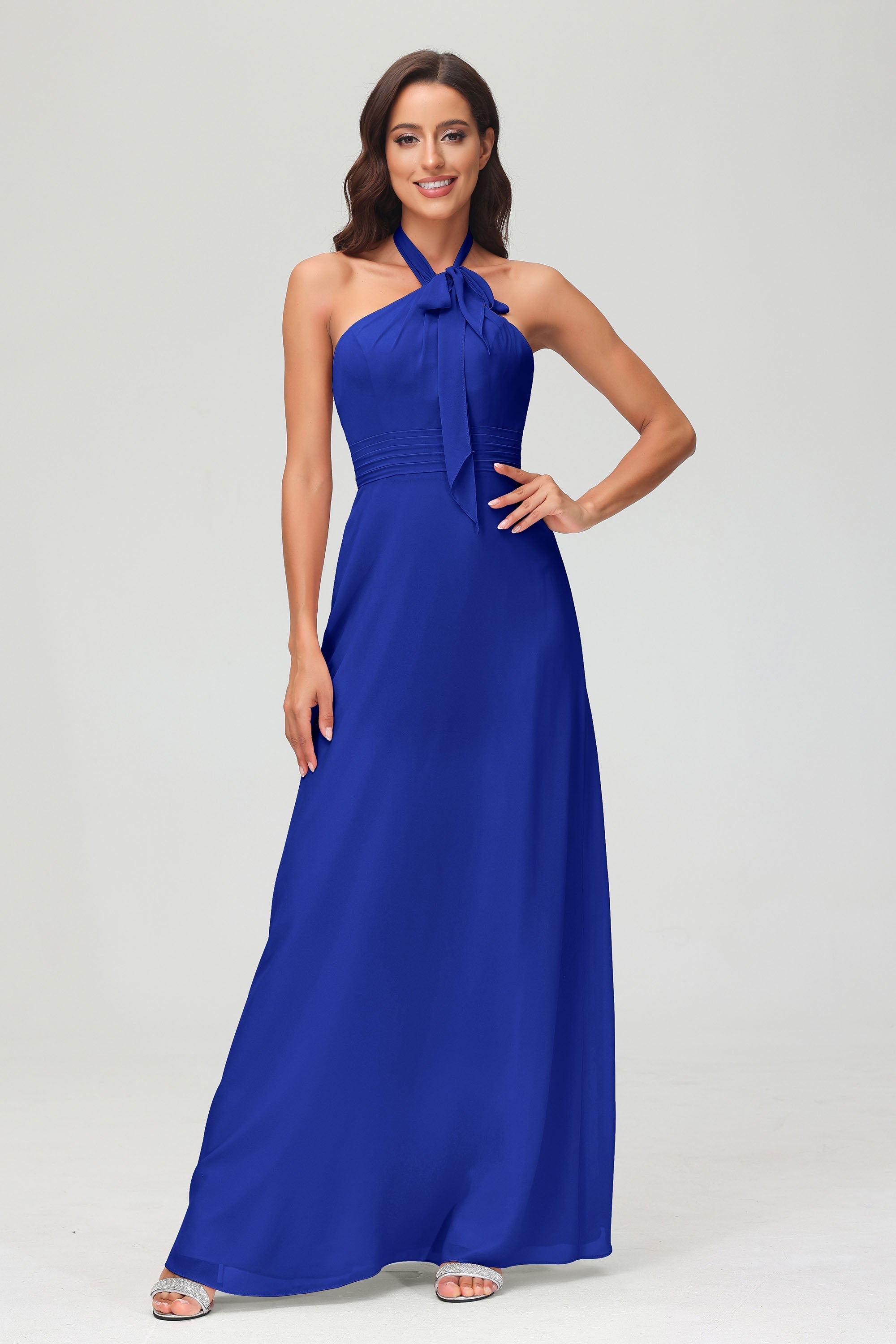 A Line Halter Chiffon Bridesmaid Dresses Women's Formal Evening Prom Dress Gowns