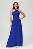 A Line Halter Chiffon Bridesmaid Dresses Women's Formal Evening Prom Dress Gowns
