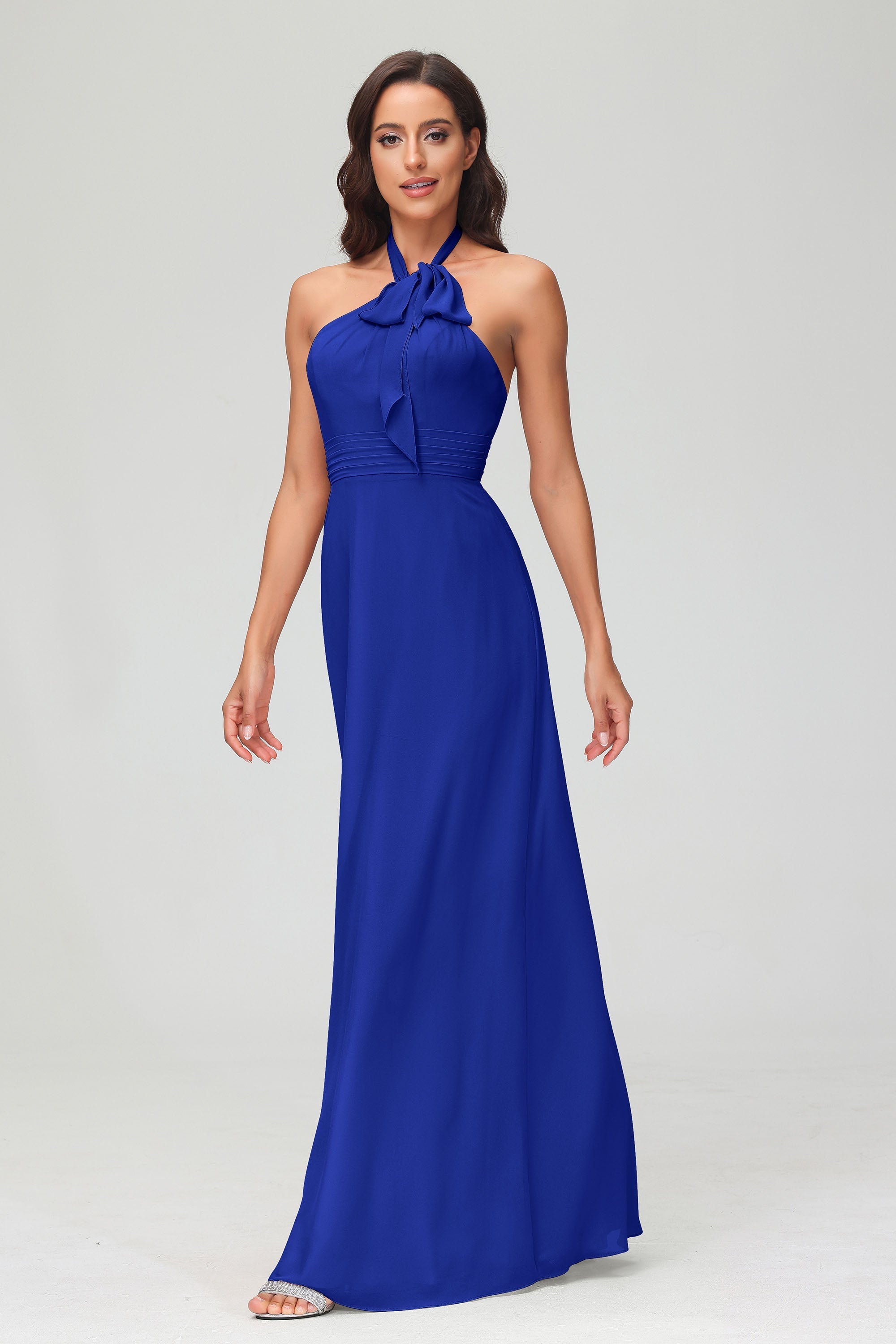 A Line Halter Chiffon Bridesmaid Dresses Women's Formal Evening Prom Dress Gowns