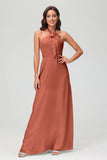 A Line Halter Chiffon Bridesmaid Dresses Women's Formal Evening Prom Dress Gowns
