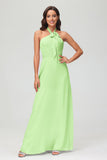 A Line Halter Chiffon Bridesmaid Dresses Women's Formal Evening Prom Dress Gowns