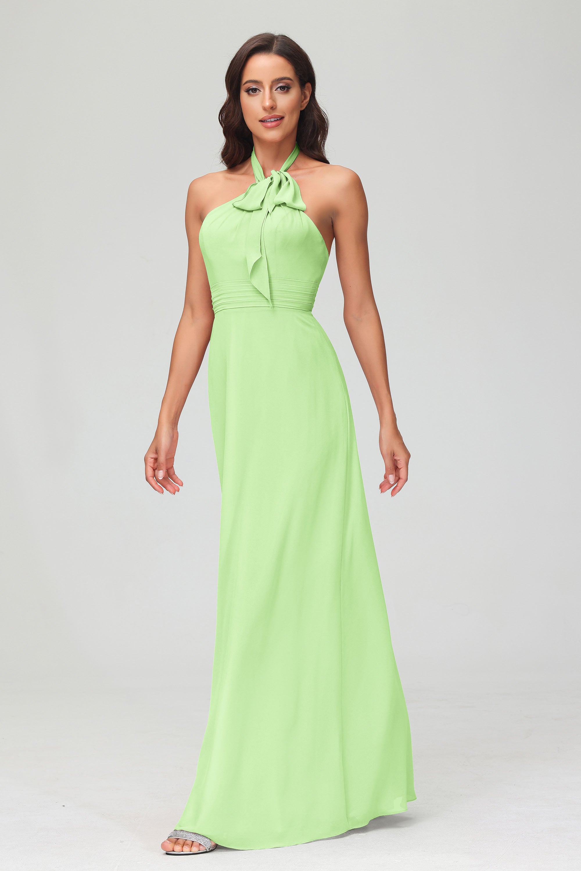 A Line Halter Chiffon Bridesmaid Dresses Women's Formal Evening Prom Dress Gowns