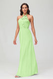 A Line Halter Chiffon Bridesmaid Dresses Women's Formal Evening Prom Dress Gowns
