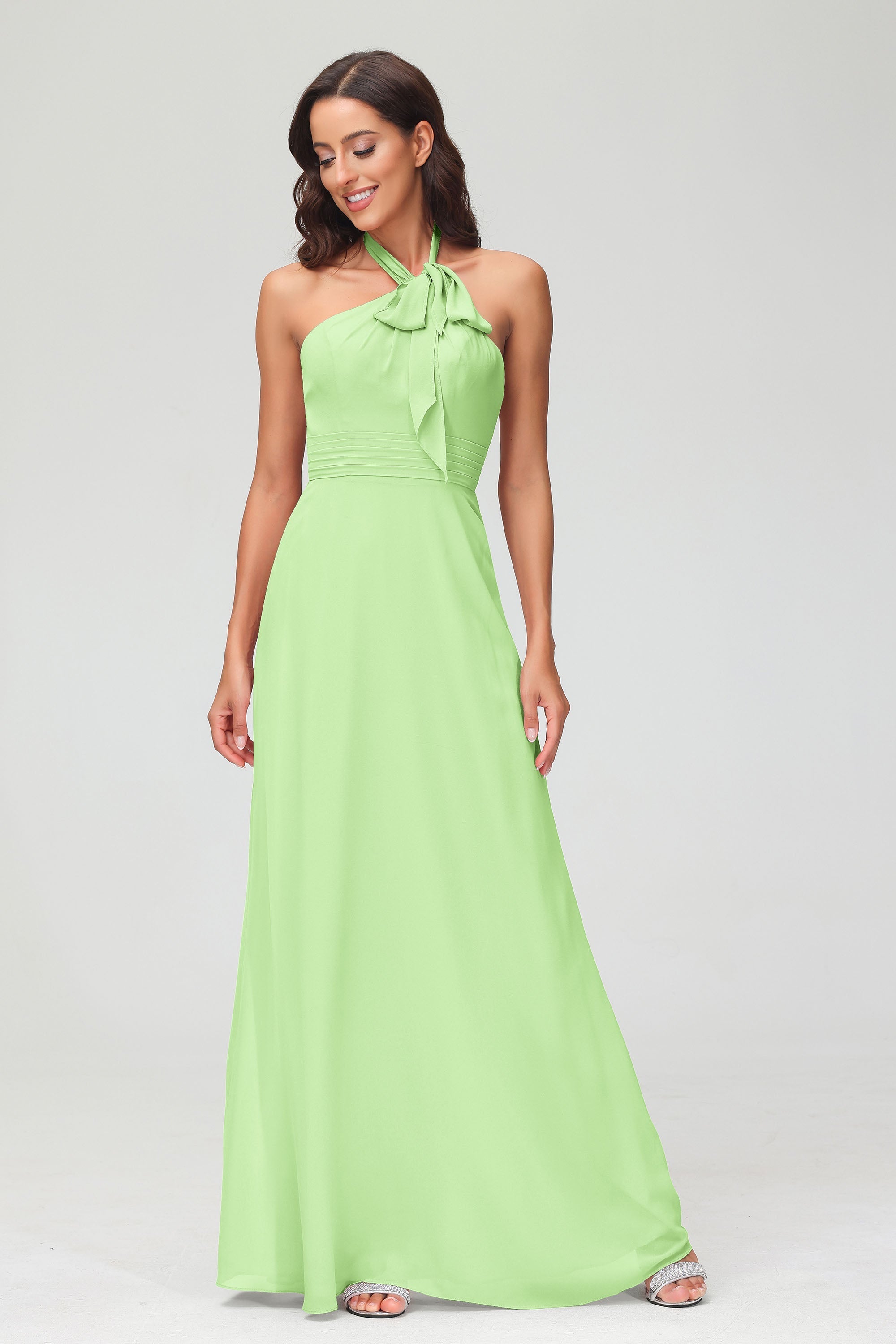 A Line Halter Chiffon Bridesmaid Dresses Women's Formal Evening Prom Dress Gowns