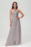 A Line Halter Chiffon Bridesmaid Dresses Women's Formal Evening Prom Dress Gowns