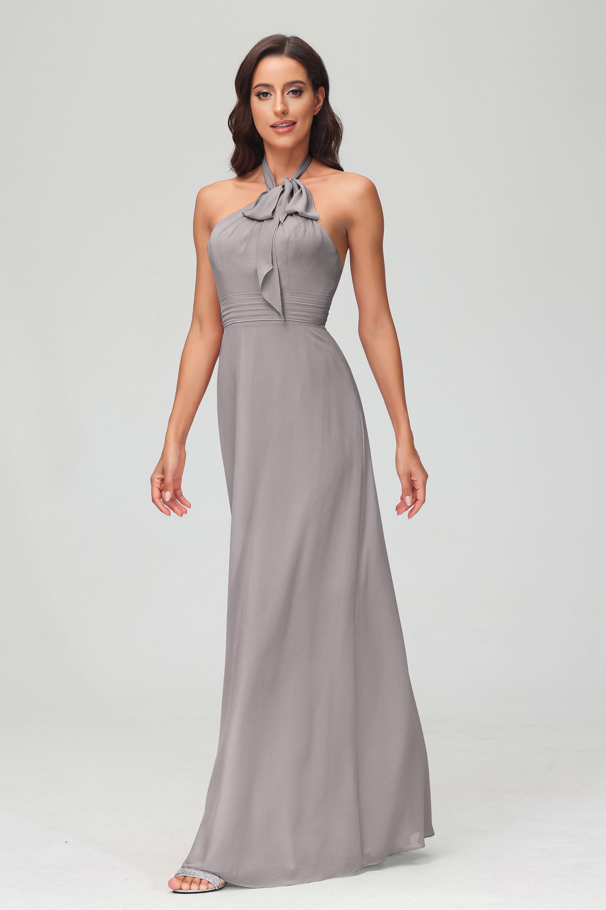 A Line Halter Chiffon Bridesmaid Dresses Women's Formal Evening Prom Dress Gowns
