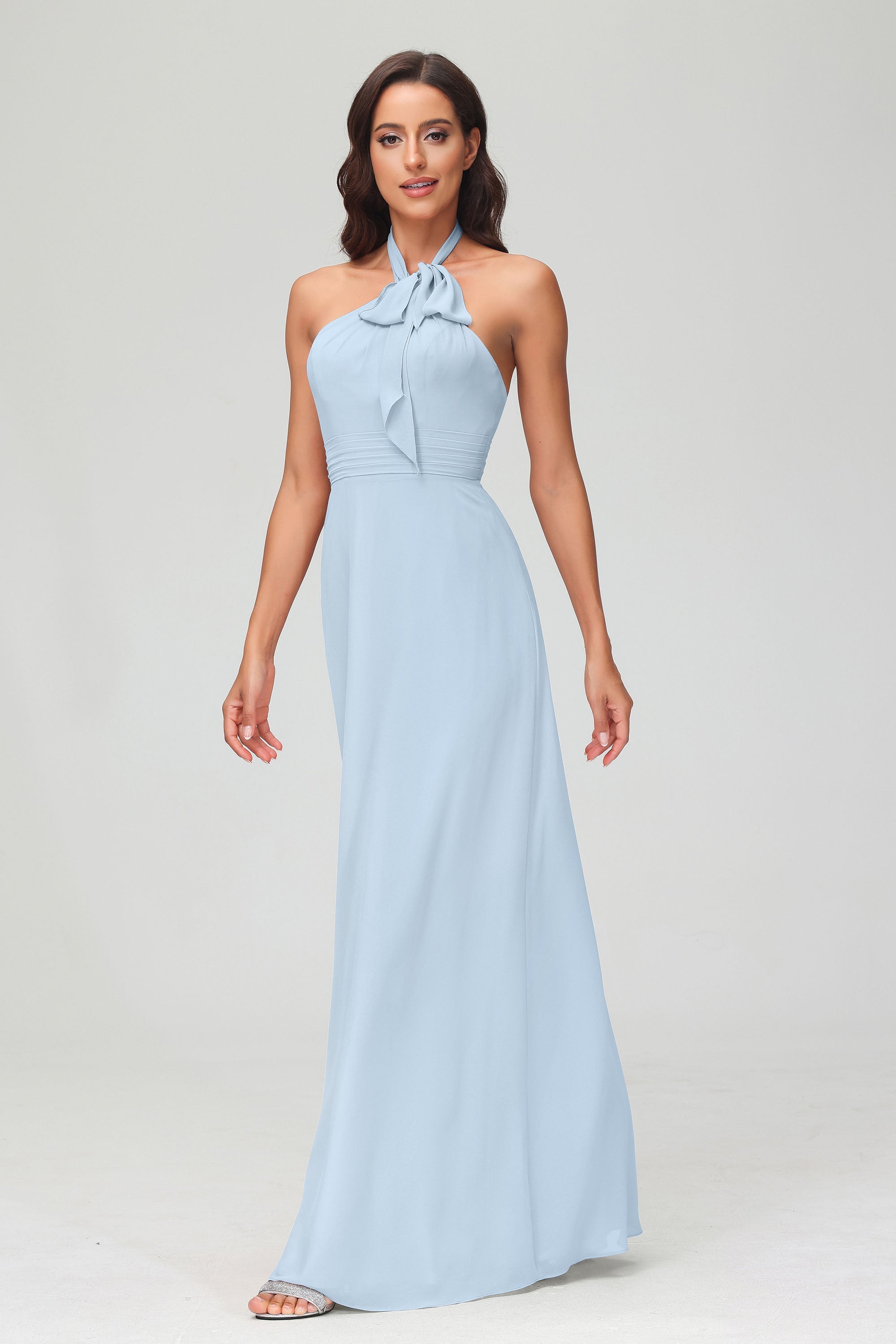 A Line Halter Chiffon Bridesmaid Dresses Women's Formal Evening Prom Dress Gowns