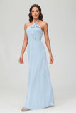 A Line Halter Chiffon Bridesmaid Dresses Women's Formal Evening Prom Dress Gowns