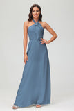 A Line Halter Chiffon Bridesmaid Dresses Women's Formal Evening Prom Dress Gowns