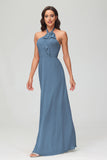 A Line Halter Chiffon Bridesmaid Dresses Women's Formal Evening Prom Dress Gowns