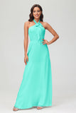 A Line Halter Chiffon Bridesmaid Dresses Women's Formal Evening Prom Dress Gowns