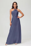 A Line Halter Chiffon Bridesmaid Dresses Women's Formal Evening Prom Dress Gowns