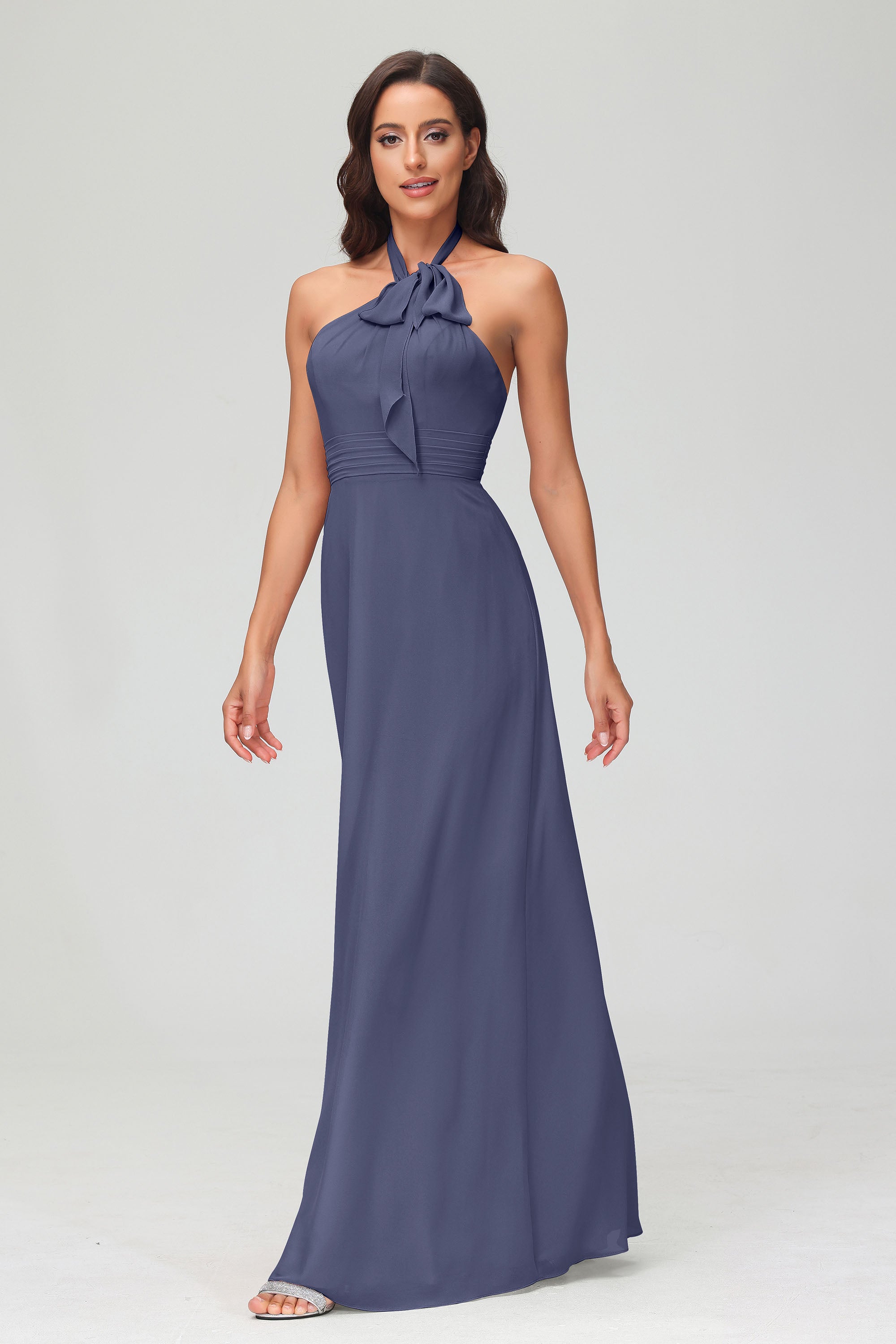 A Line Halter Chiffon Bridesmaid Dresses Women's Formal Evening Prom Dress Gowns