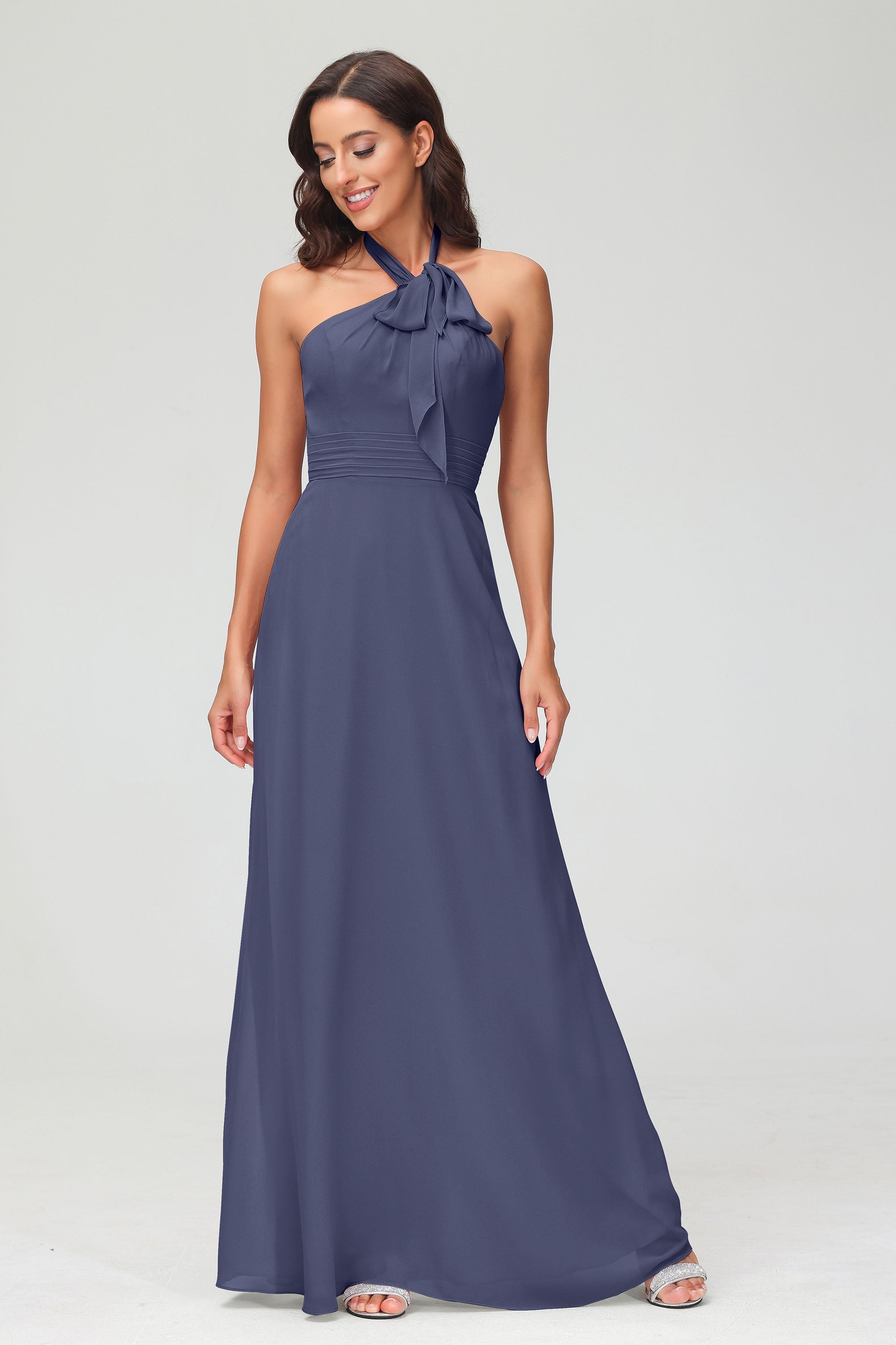 A Line Halter Chiffon Bridesmaid Dresses Women's Formal Evening Prom Dress Gowns