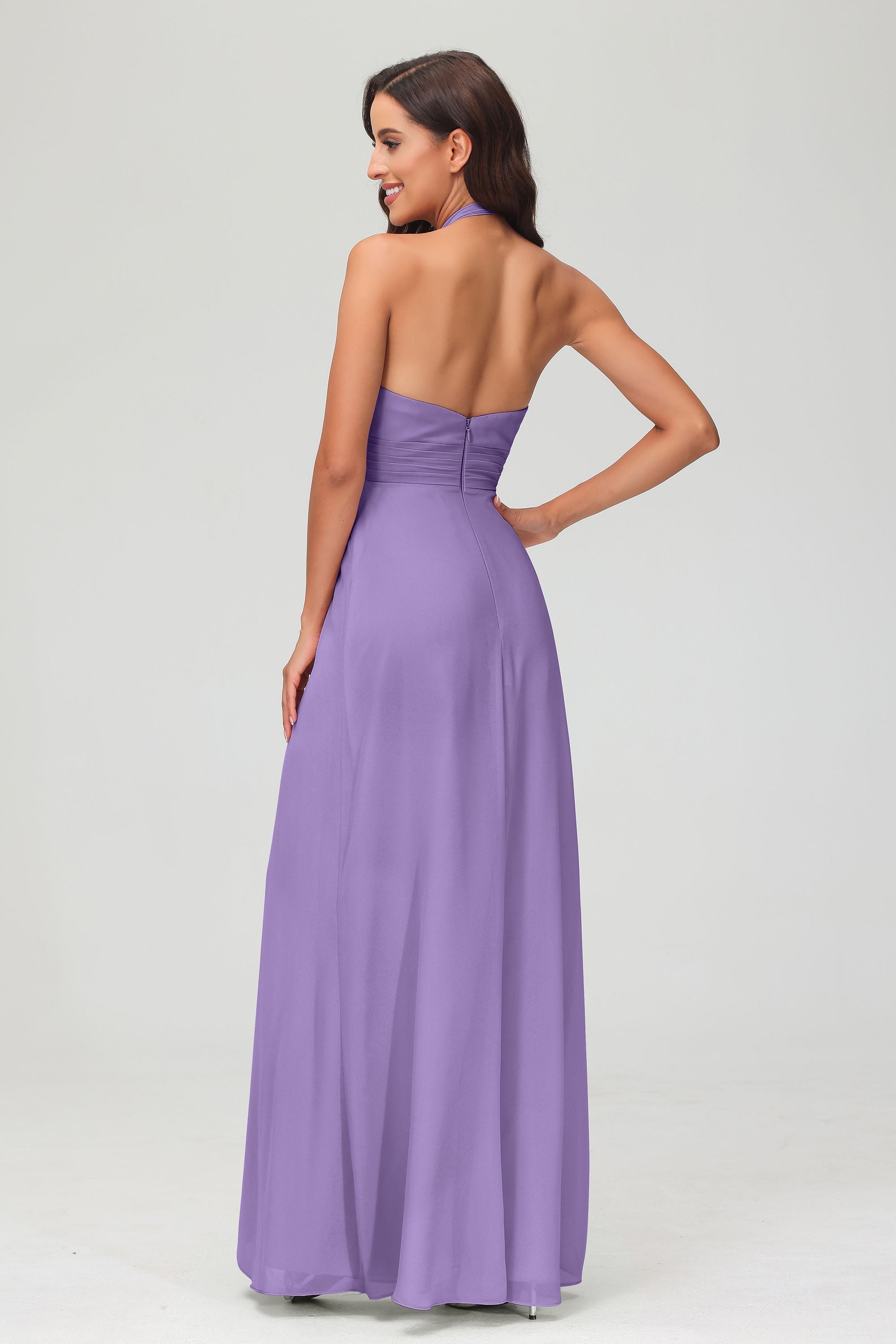 A Line Halter Chiffon Bridesmaid Dresses Women's Formal Evening Prom Dress Gowns