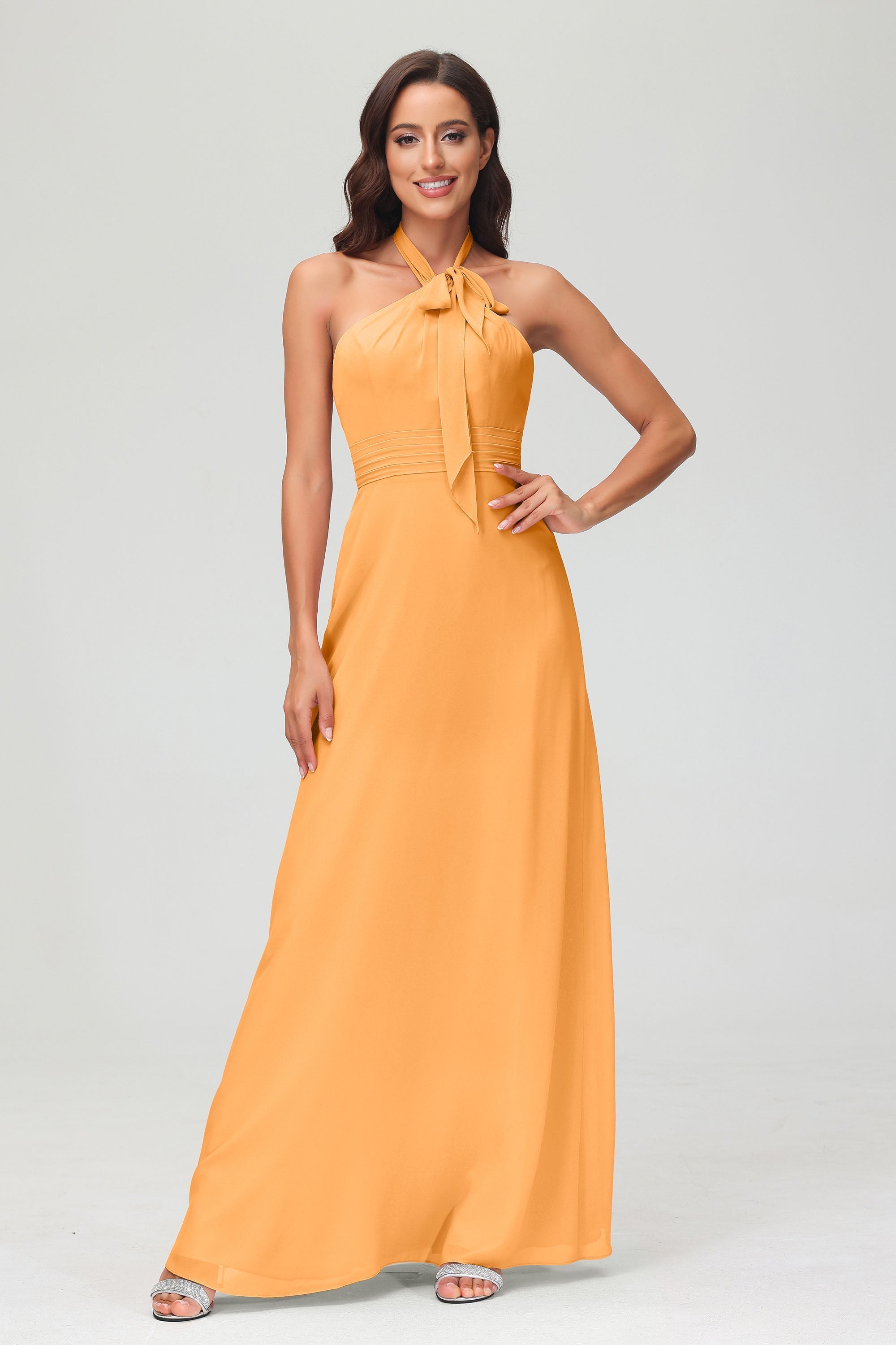 A Line Halter Chiffon Bridesmaid Dresses Women's Formal Evening Prom Dress Gowns