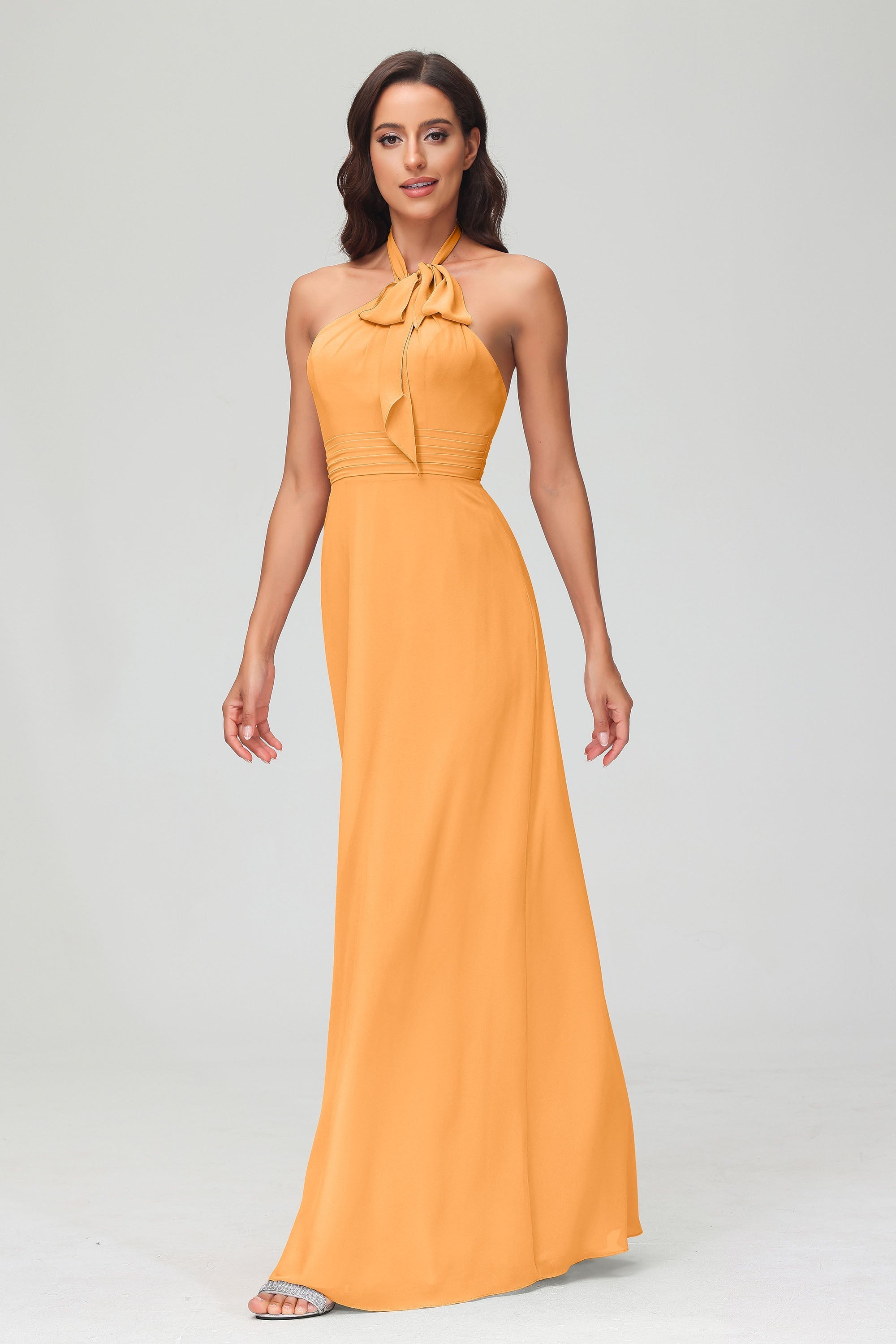 A Line Halter Chiffon Bridesmaid Dresses Women's Formal Evening Prom Dress Gowns